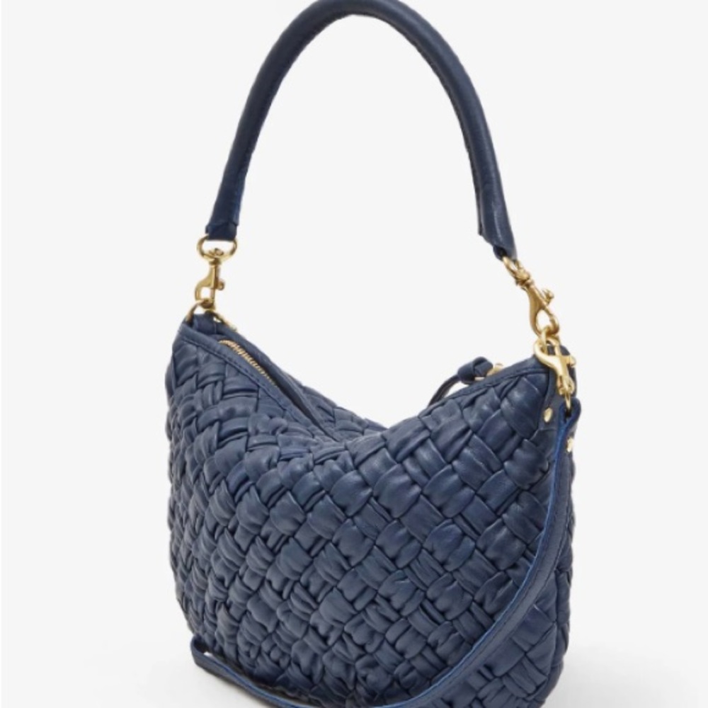 Clare V Petit Moyen Messenger in Puffy Woven - Bright Navy - Picture 3 of 15